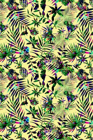 热带风。热带风植物印花华亿平台图片