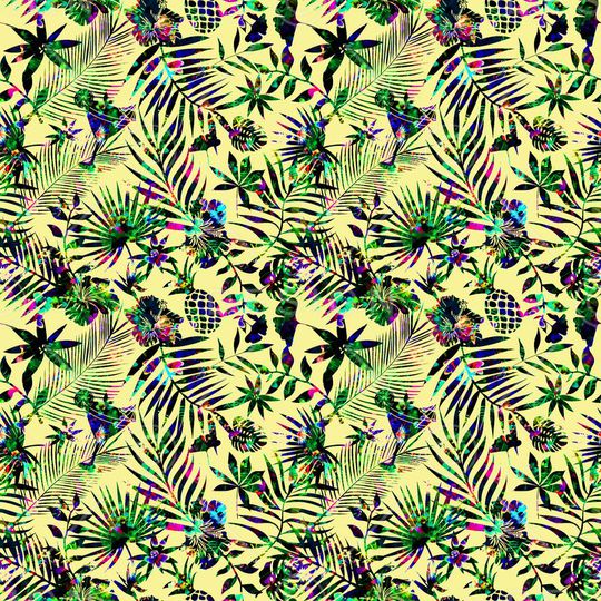 热带风。热带风植物印花华亿平台图片