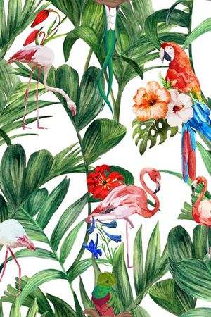 手绘热带雨林印花华亿平台图片