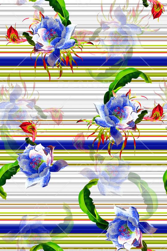 抽象手绘满版花卉印花华亿平台图片