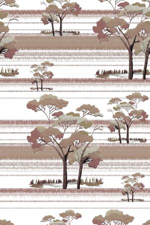 抽象手绘满版树印花华亿平台图片