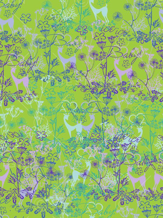 小清新、手绘、花卉、小鹿印花华亿平台图片