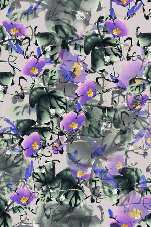 复古、泼墨、花卉印花华亿平台图片