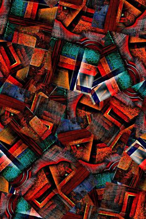 时尚抽象手绘几何数码印花印花华亿平台图片