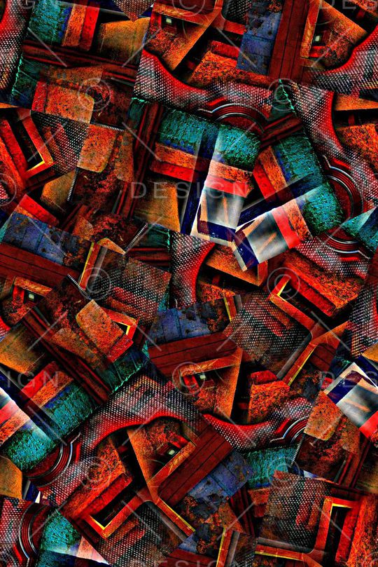 时尚抽象手绘几何数码印花印花华亿平台图片