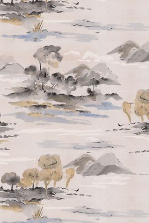 手绘风景印花华亿平台图片