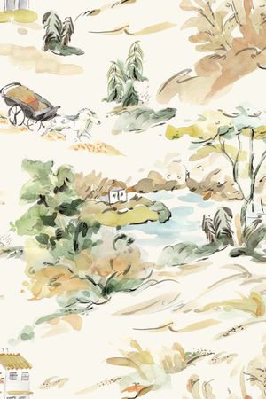 手绘风景印花华亿平台图片