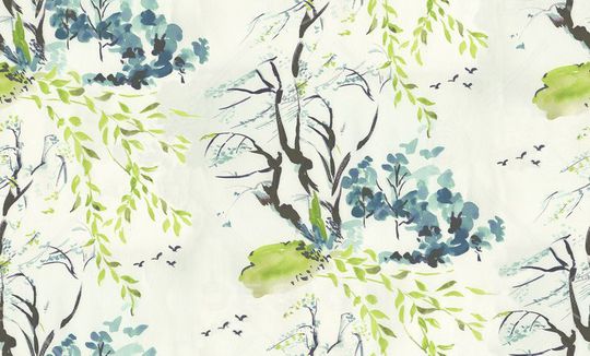 手绘风景印花华亿平台图片