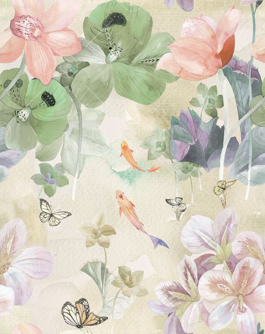 水墨风景印花华亿平台图片