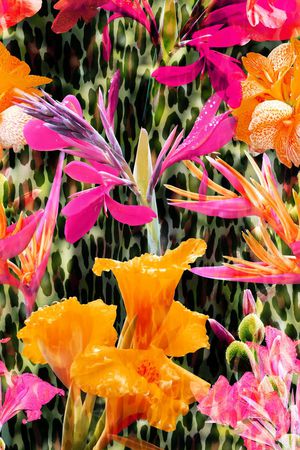 豹纹花卉印花华亿平台图片