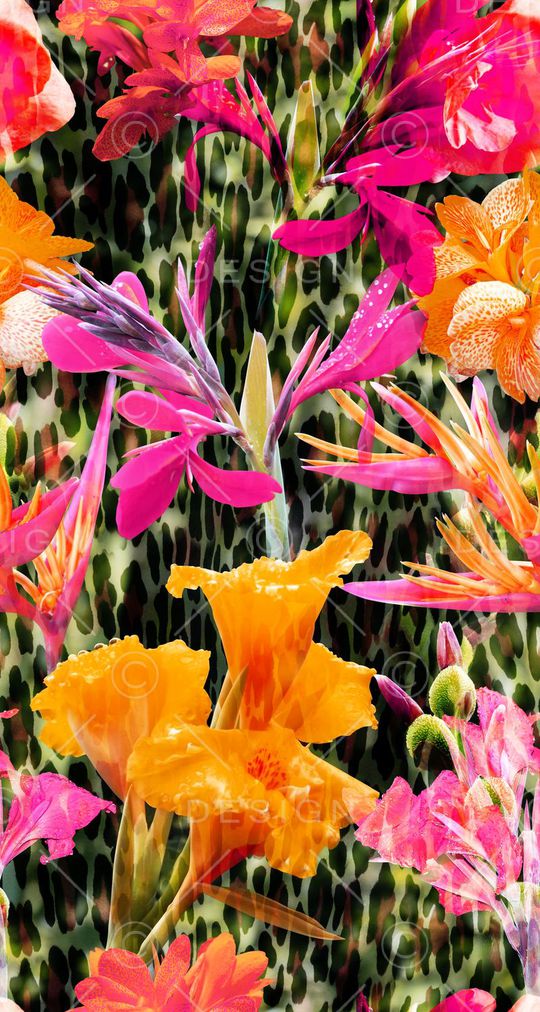 豹纹花卉印花华亿平台图片