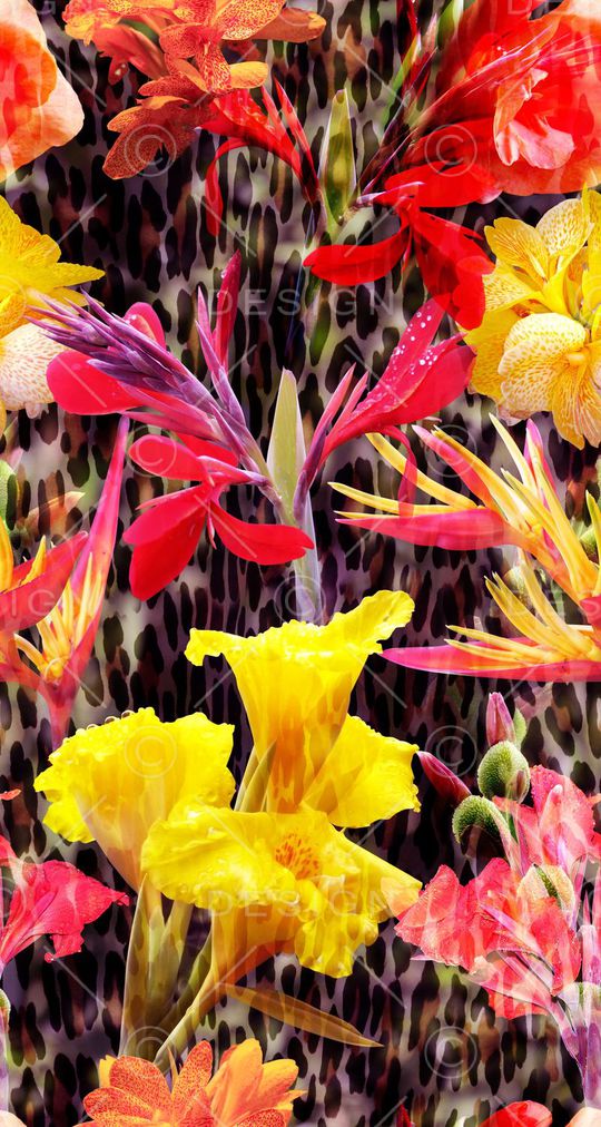 豹纹花卉印花华亿平台图片