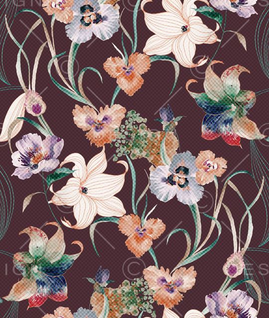 手绘花印花华亿平台图片