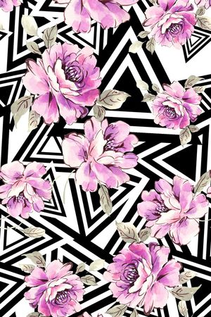 手绘花卉印花华亿平台图片