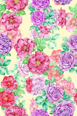 时尚抽象水彩花卉数码印花印花华亿平台图片