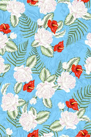 热带花印花华亿平台图片