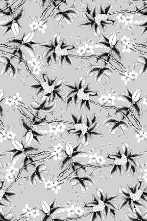 黑白花卉印花华亿平台图片
