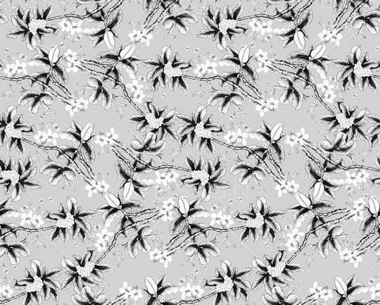 黑白花卉印花华亿平台图片