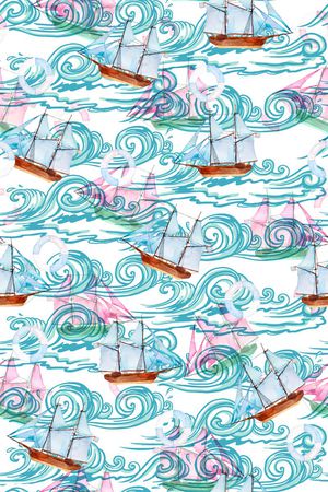 海洋帆船印花华亿平台图片