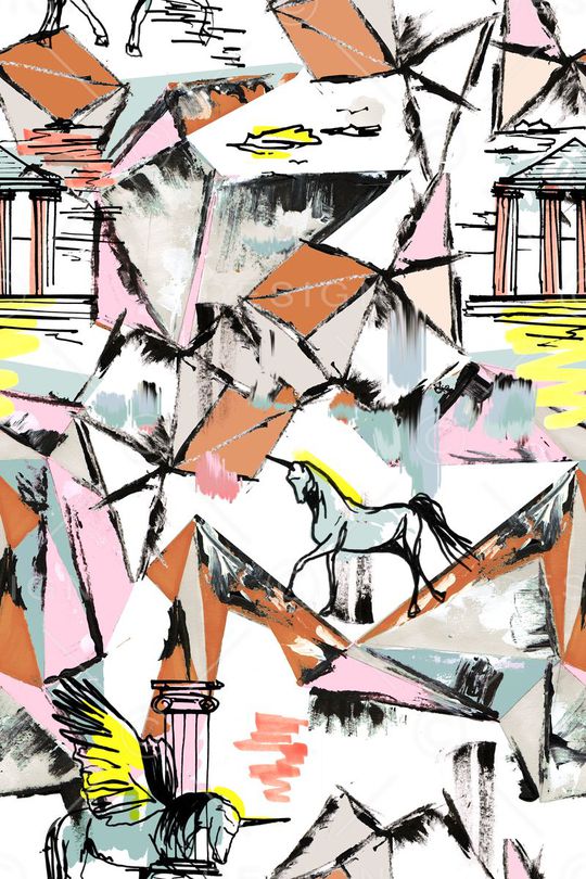 抽象几何印花华亿平台图片