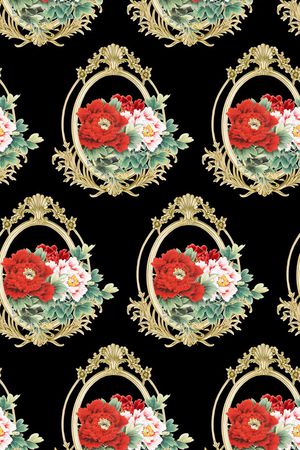 时尚大牌风女装复古花卉印花华亿平台图片