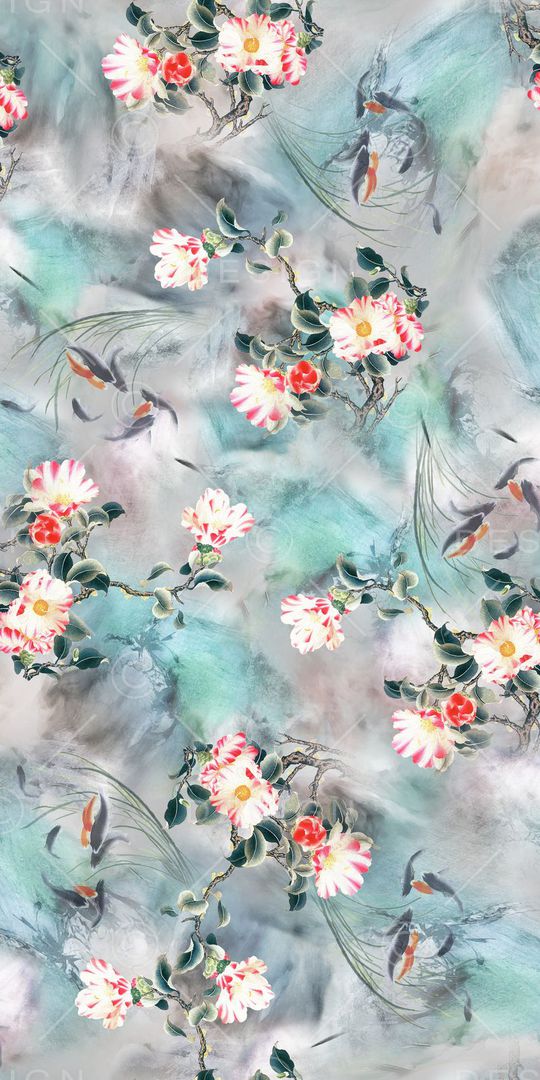 复古中国风水墨女装花卉印花华亿平台图片