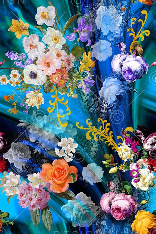 手绘花印花华亿平台图片