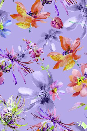 水墨花卉印花华亿平台图片