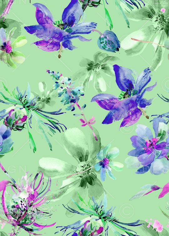 水墨花卉印花华亿平台图片