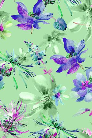 水墨花卉印花华亿平台图片