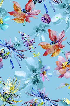 水墨花卉印花华亿平台图片