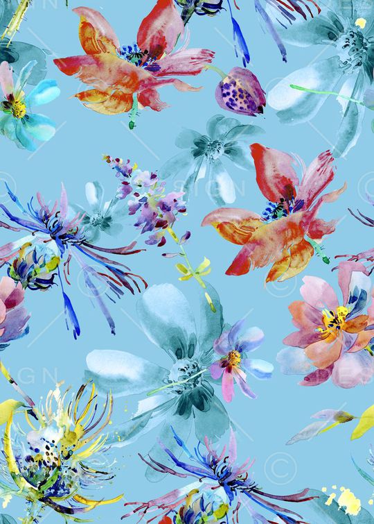 水墨花卉印花华亿平台图片