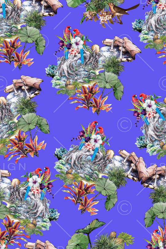 热带植物印花华亿平台图片