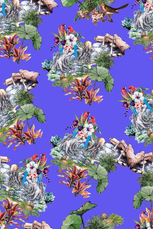 热带植物印花华亿平台图片