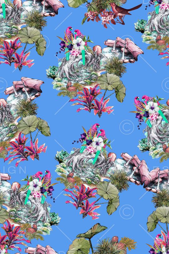 热带植物印花华亿平台图片