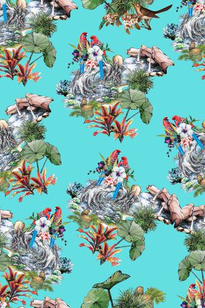 热带植物印花华亿平台图片