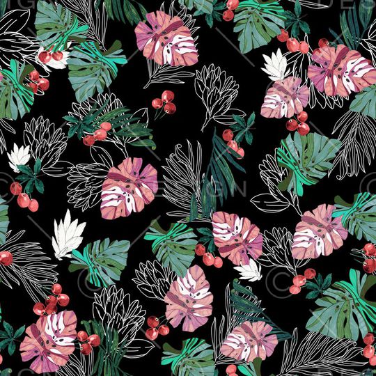 树叶花印花华亿平台图片