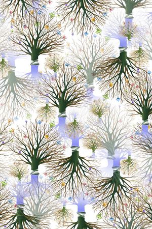 手绘、树木、彩色雷达印花华亿平台图片