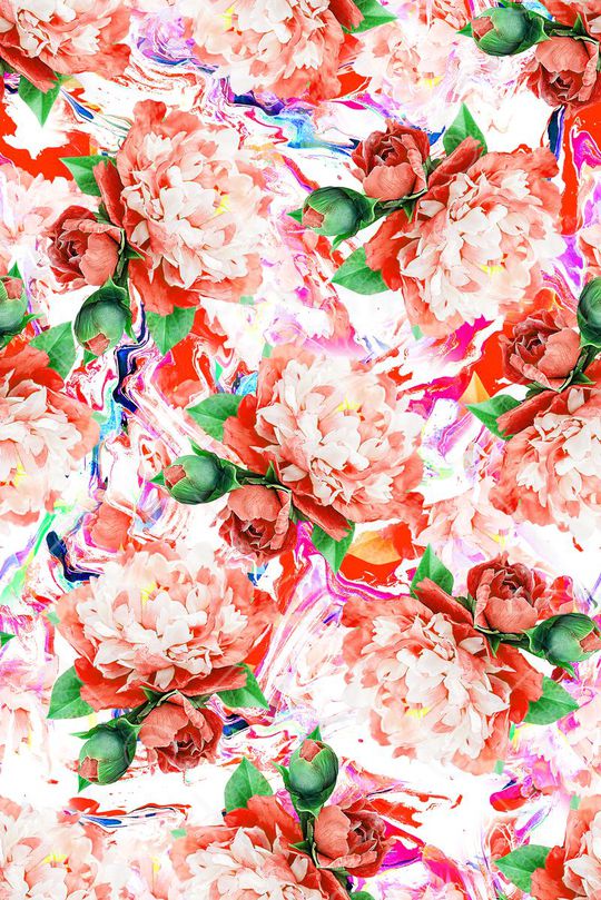 时尚清爽手绘纹理花卉数码印花印花华亿平台图片