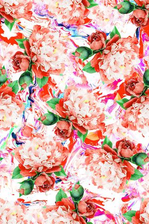 时尚清爽手绘纹理花卉数码印花印花华亿平台图片