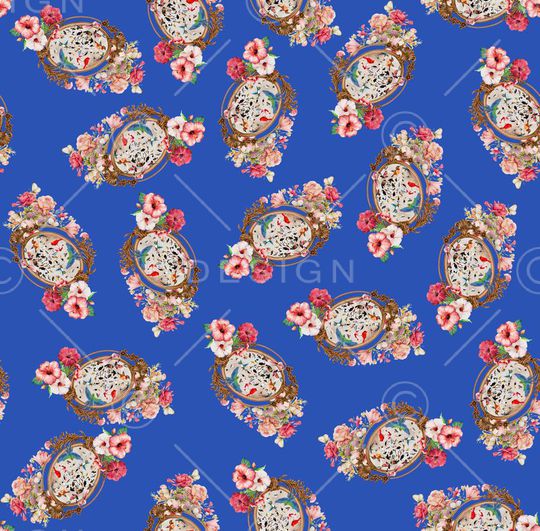 手绘花卉组合印花华亿平台图片