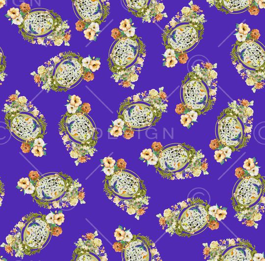 手绘花卉组合印花华亿平台图片