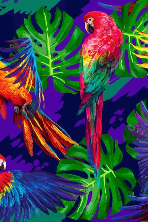 红嘴鹦鹉印花华亿平台图片