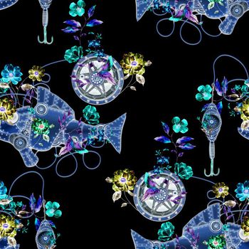 646085-机器鱼花卉黑反