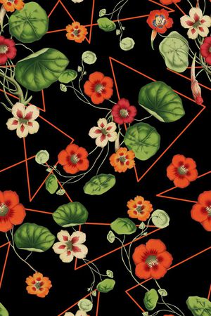 时尚配色复古花卉印花华亿平台图片