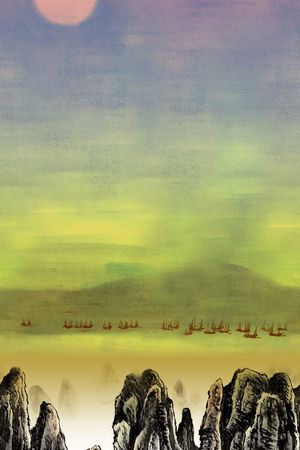 山水画印花华亿平台图片