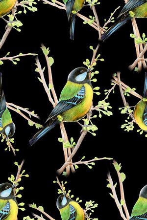 时尚抽象手绘植物鸟类数码印花印花华亿平台图片