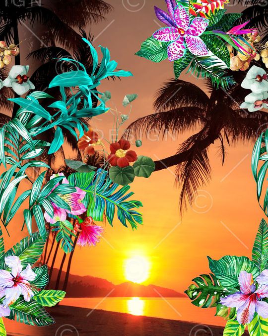 热带风光印花华亿平台图片