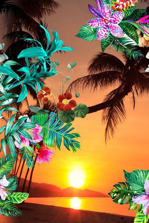 热带风光印花华亿平台图片