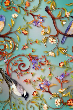 花鸟印花华亿平台图片